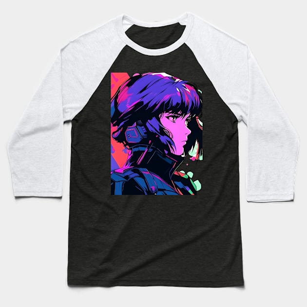 Cybernetic Journeys: Ghost in the Shell Aesthetics, Techno-Thriller Manga, and Mind-Bending Cyber Warfare Art Baseball T-Shirt by insaneLEDP